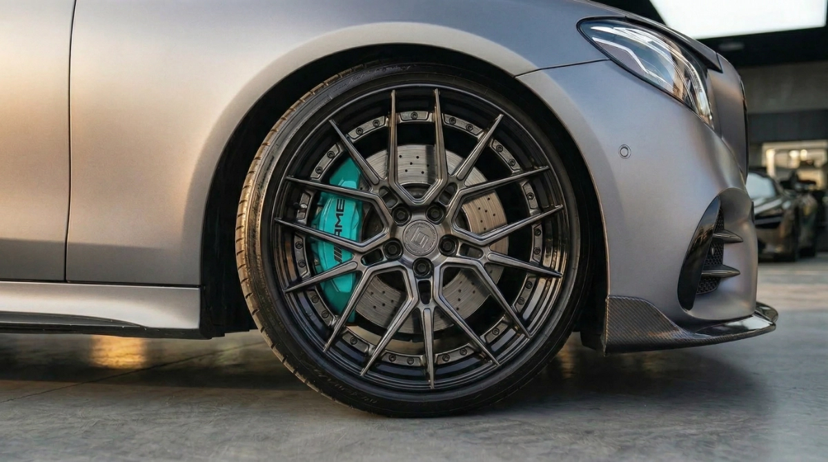 Detailed wheel and tire cleaning on alloy wheels in Barrington